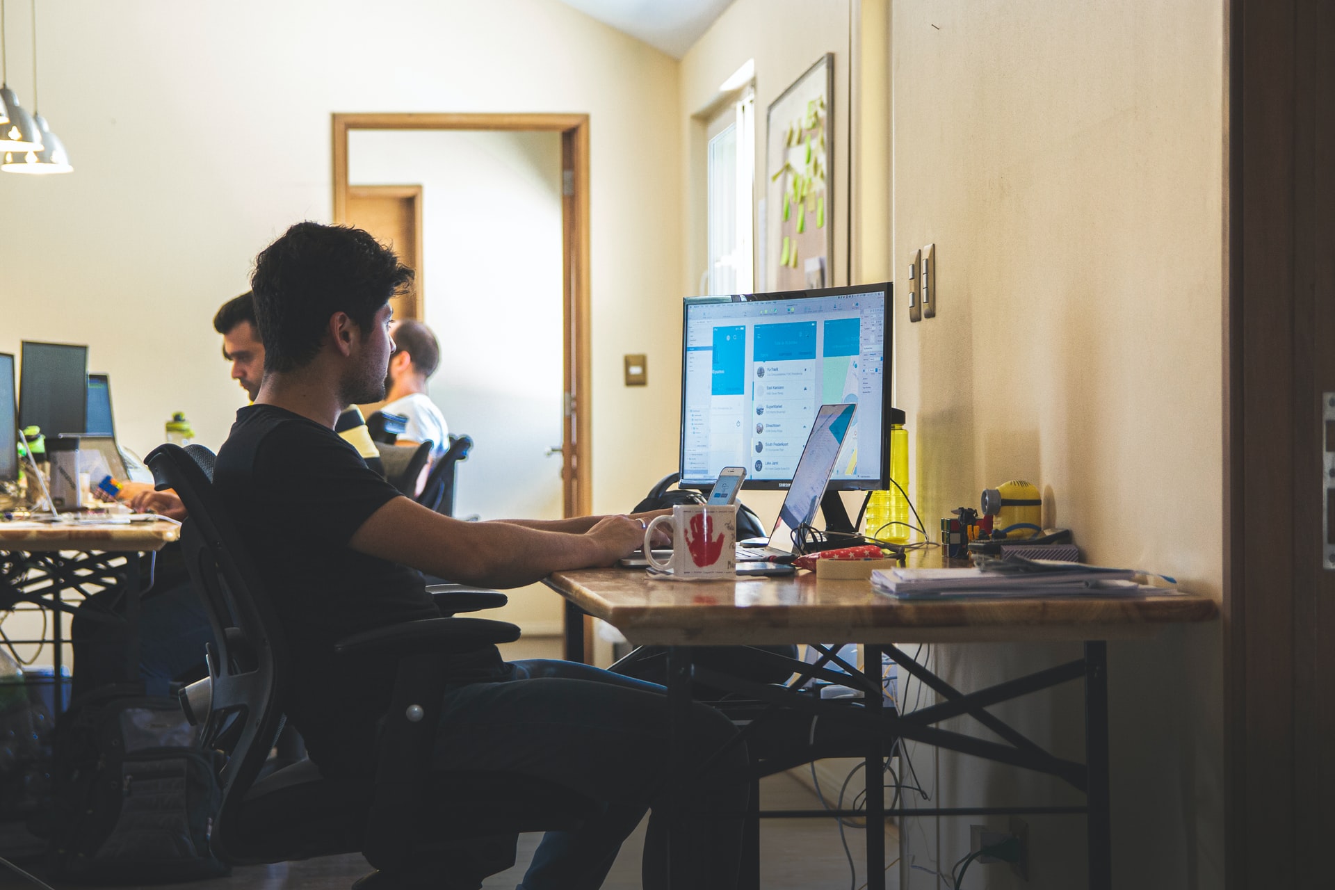 Man using desktop computer to work