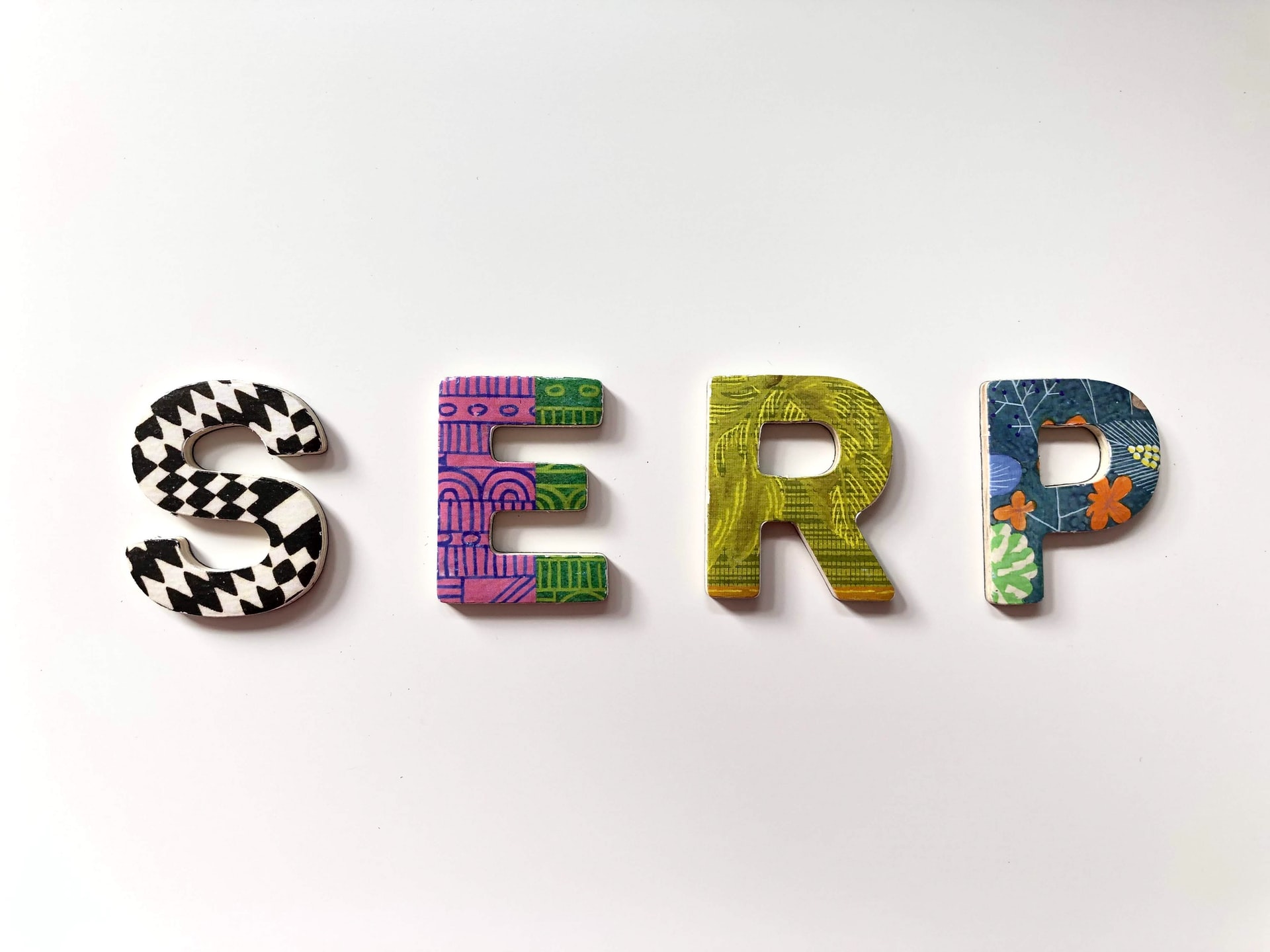 Multicolored serp word