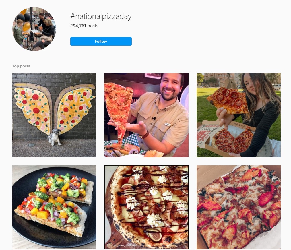 National pizza day hashtag Evergreen Instagram