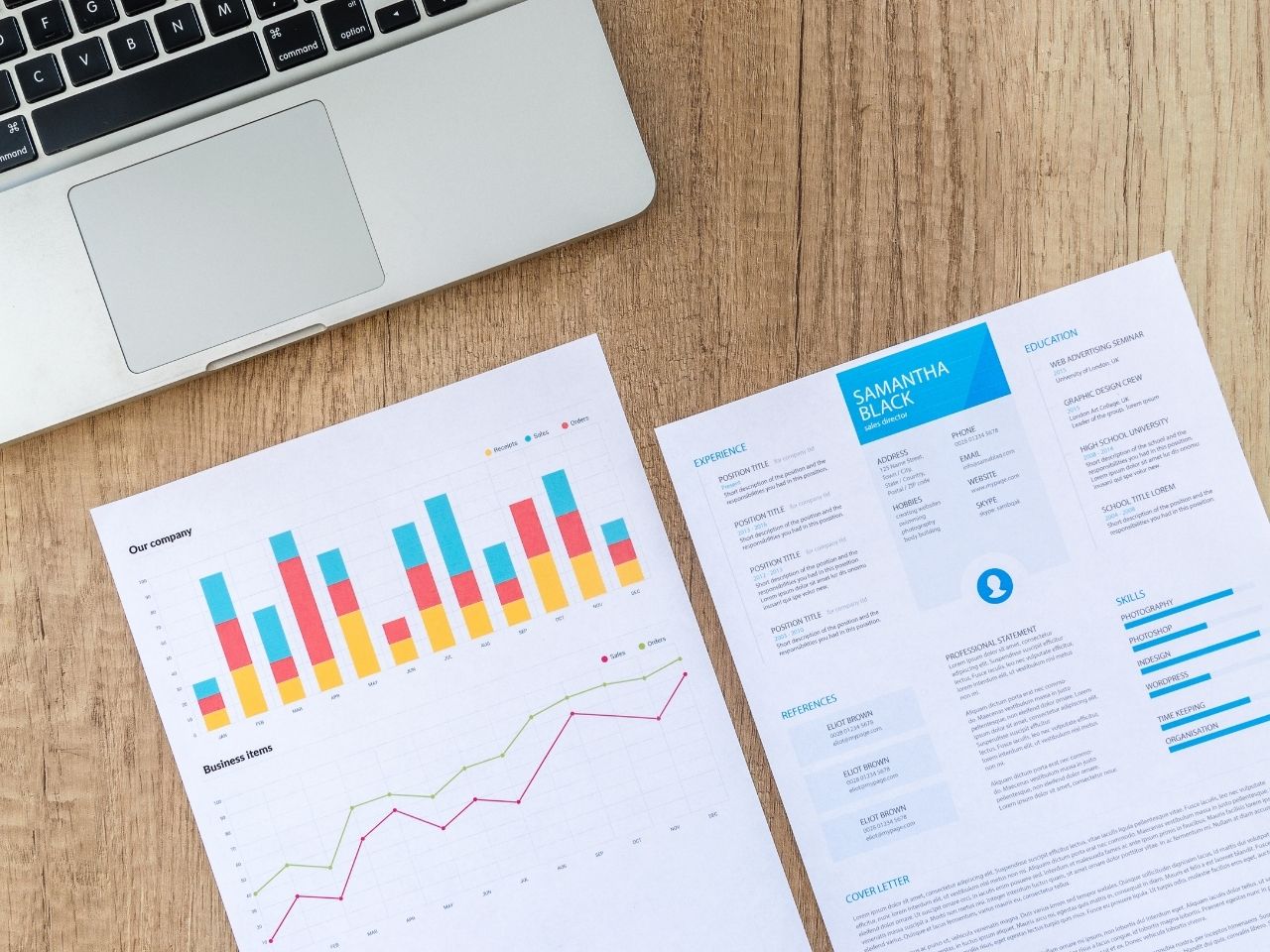 Colored reports on paper