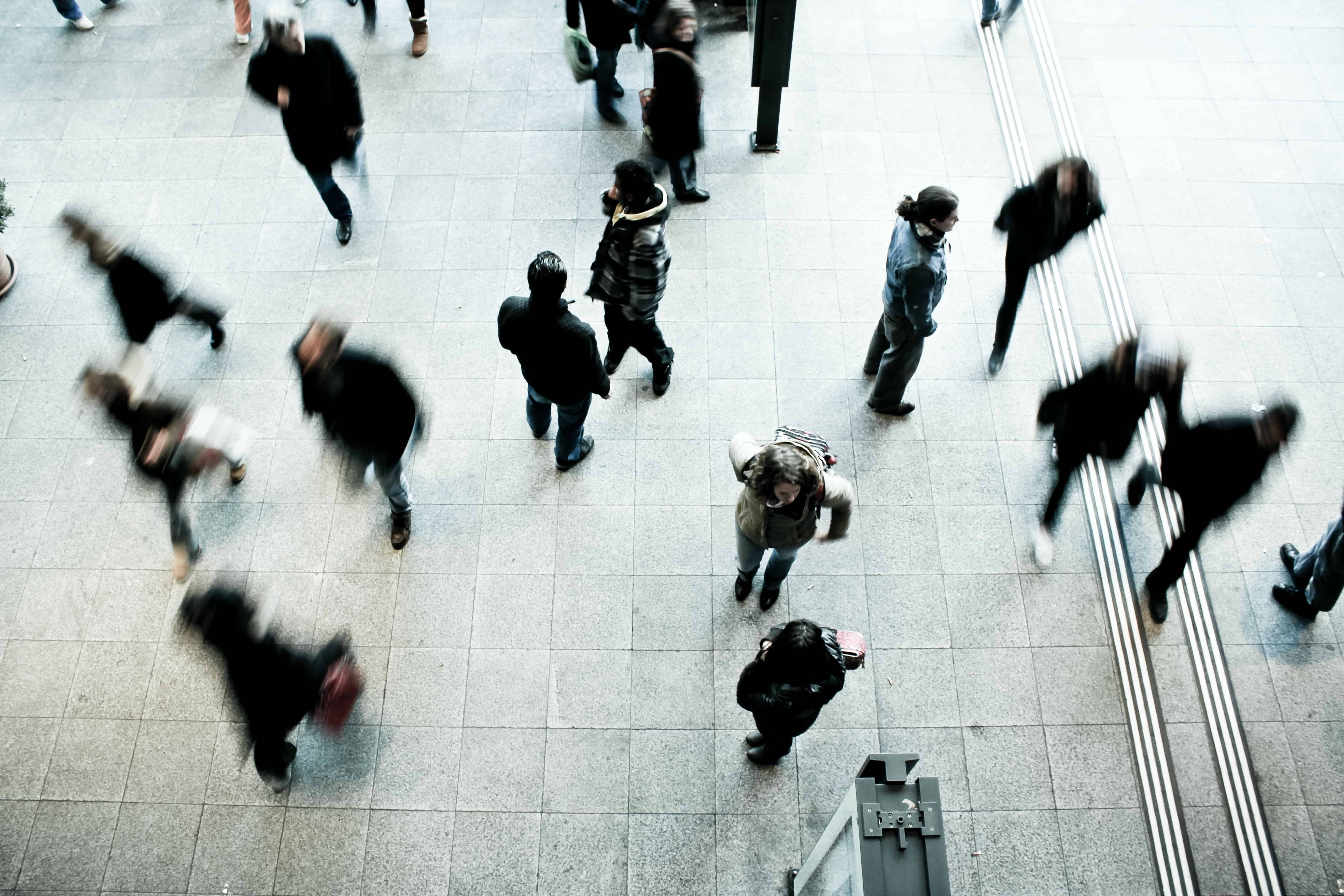 People walking fast