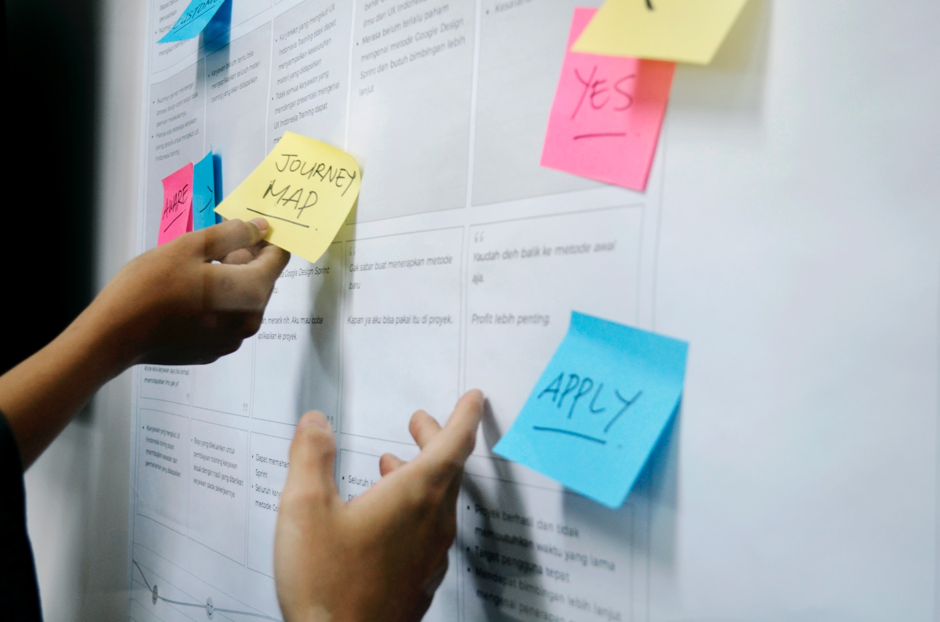 Person holding yellow notes