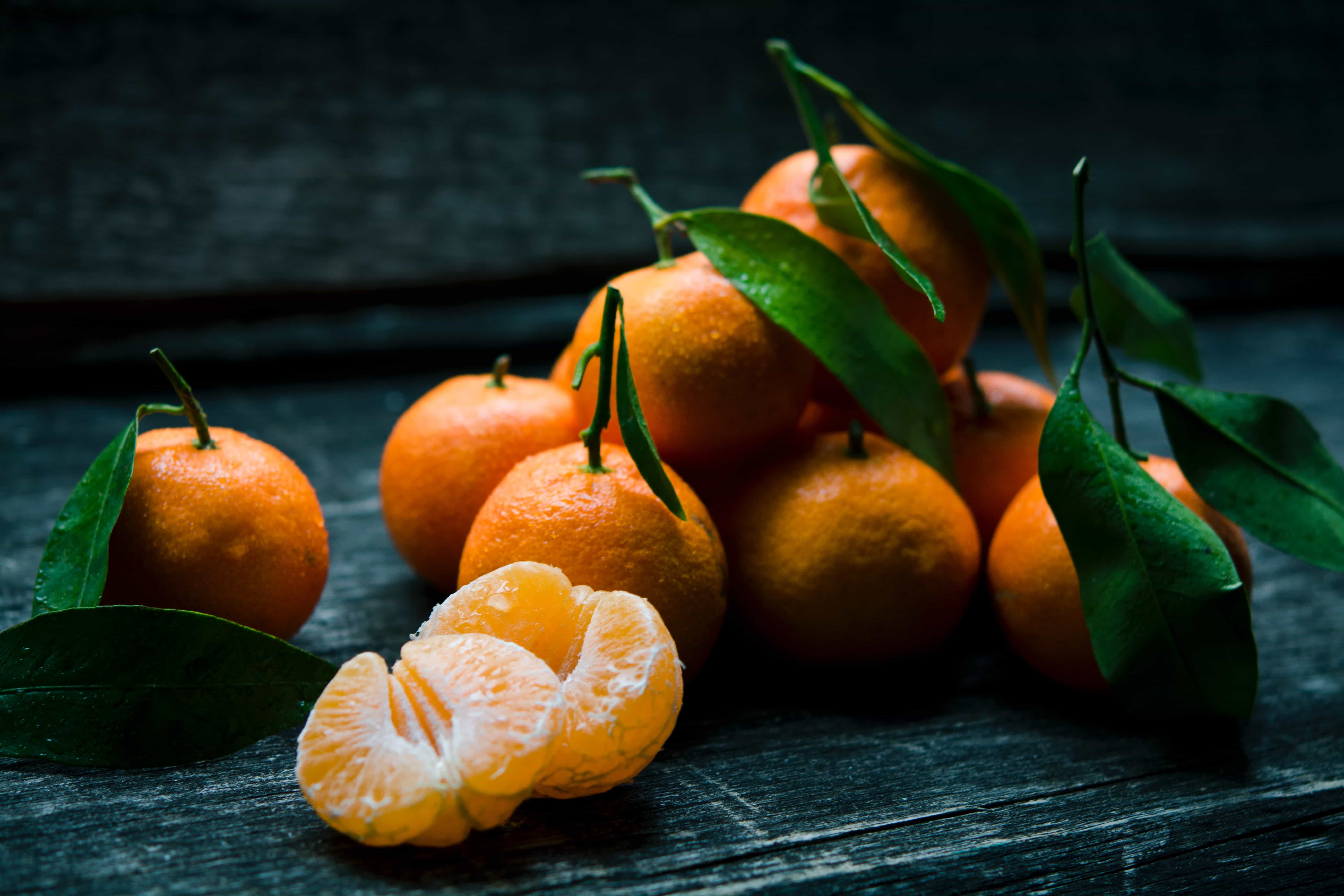 Pieces of orange on table
