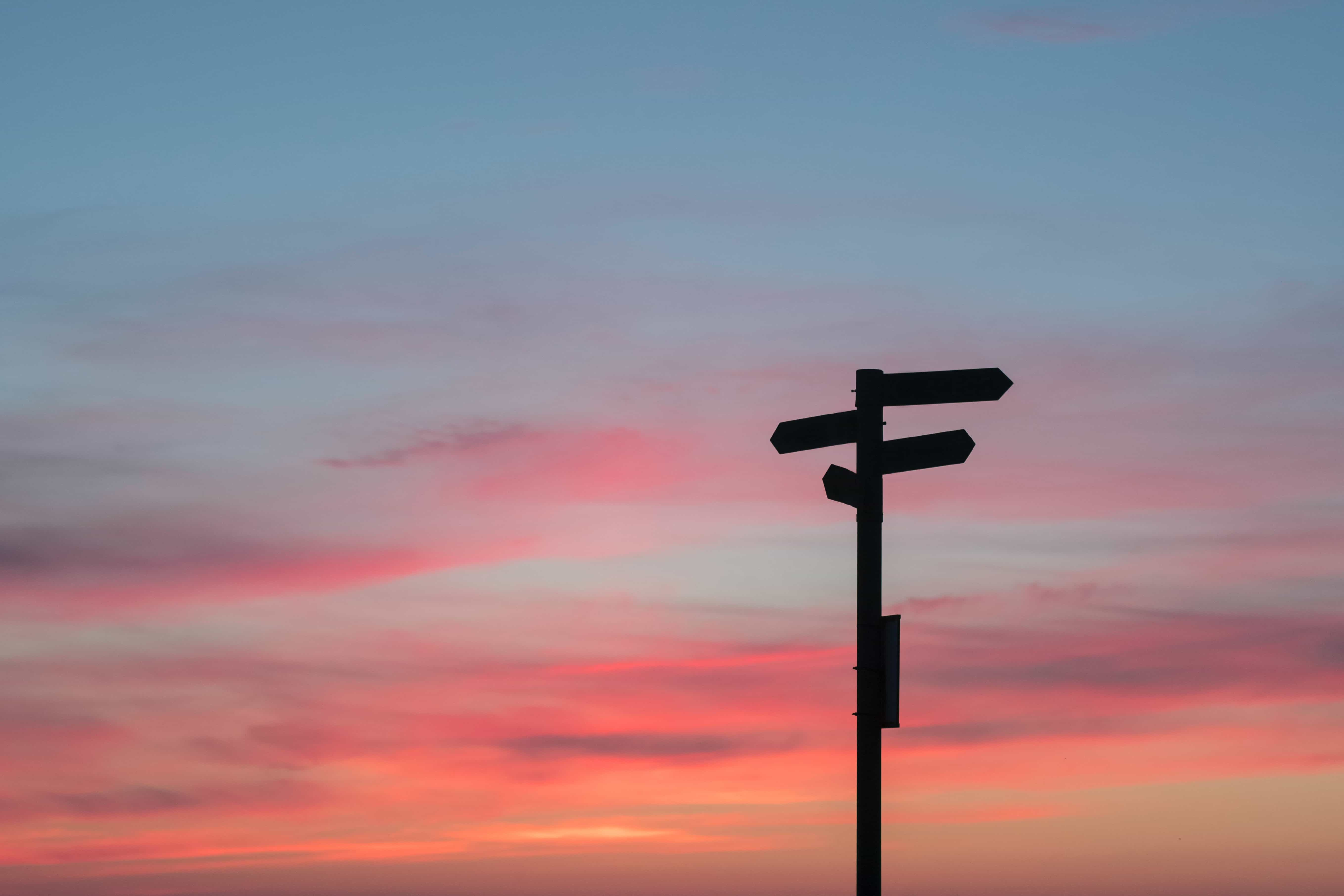 Sign post at sunrise