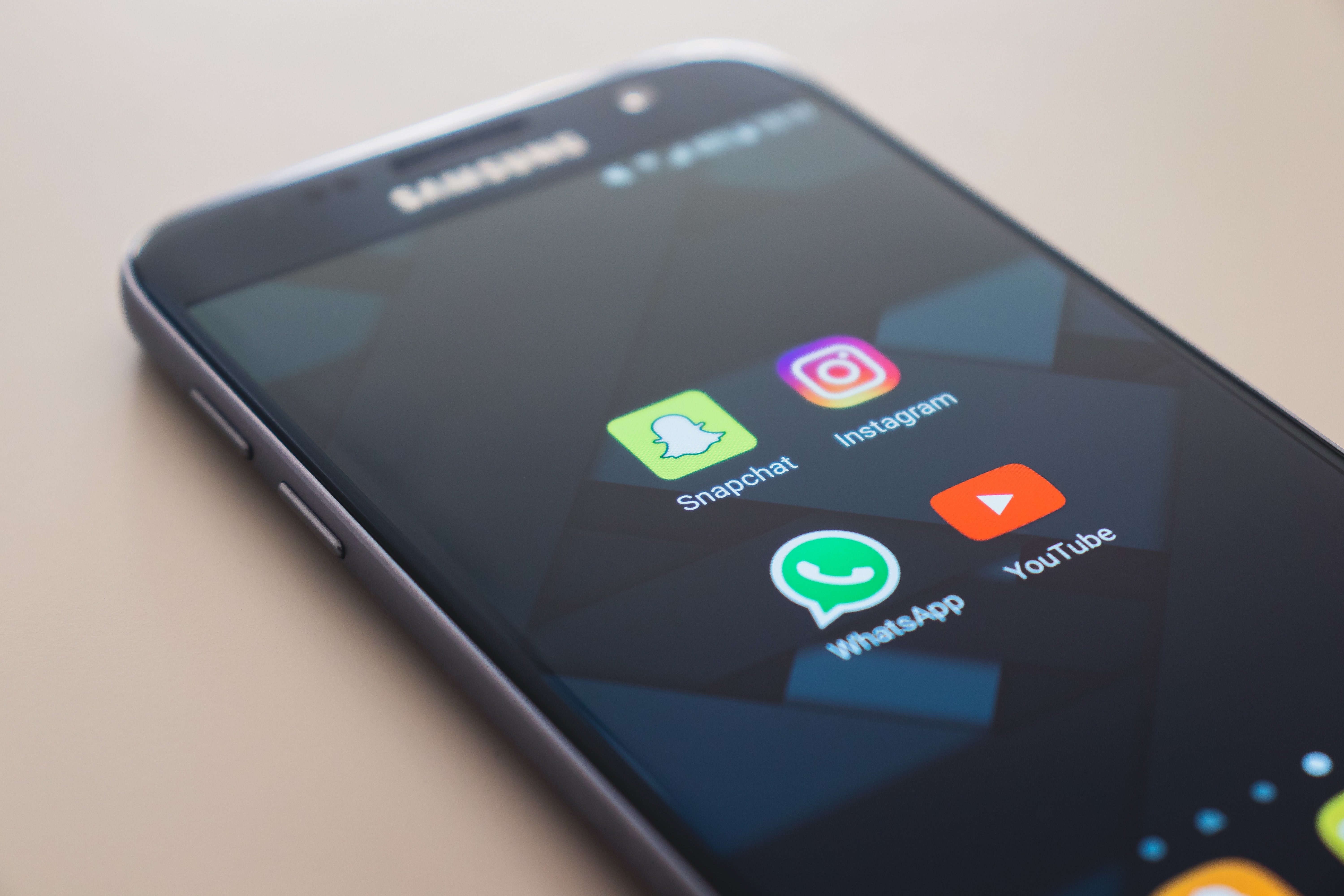 Social media on Samsung smartphone