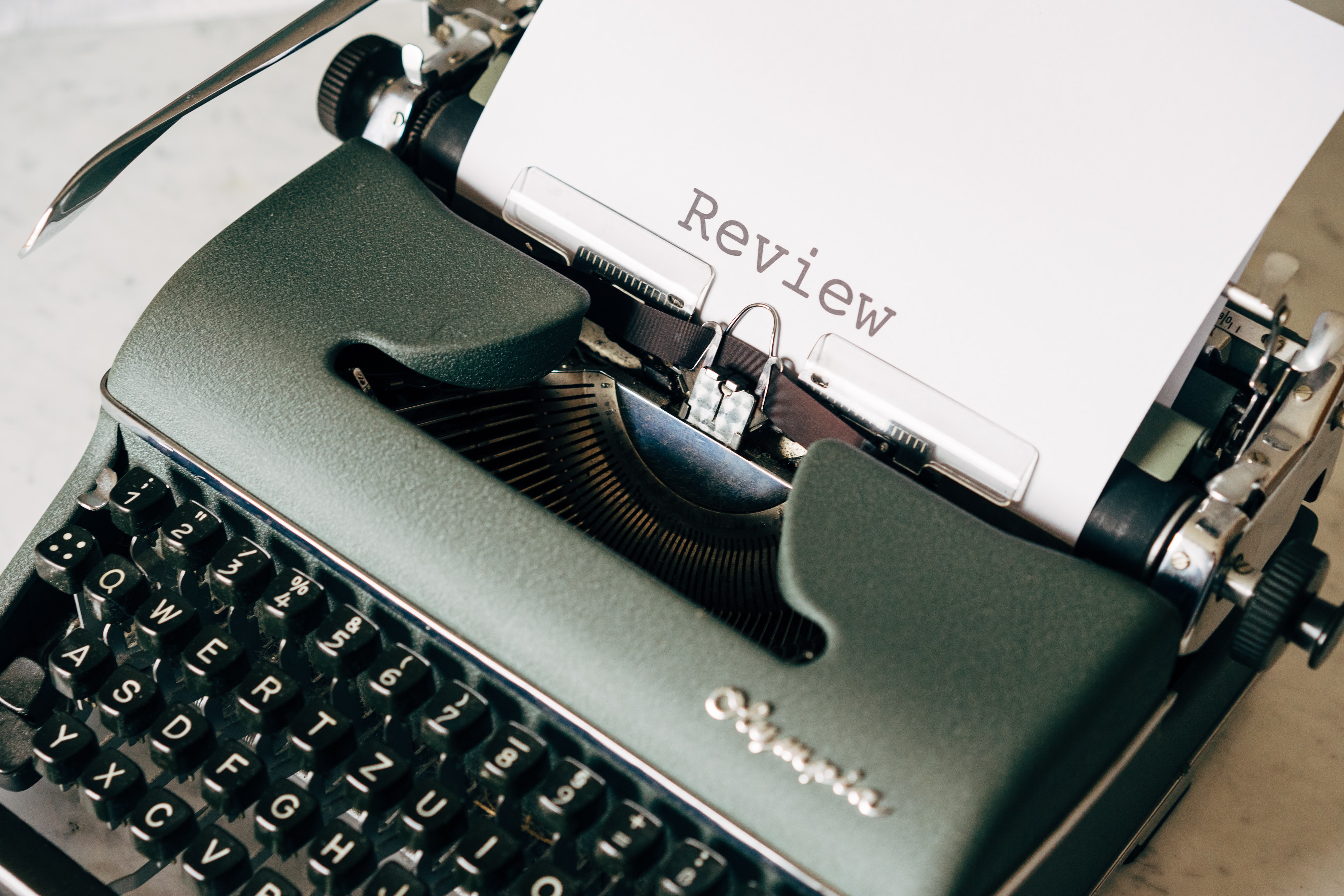 Typewriter with review paper
