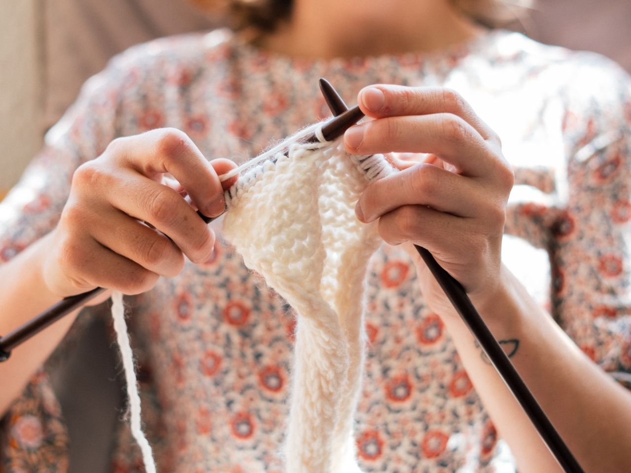 Woman knitting