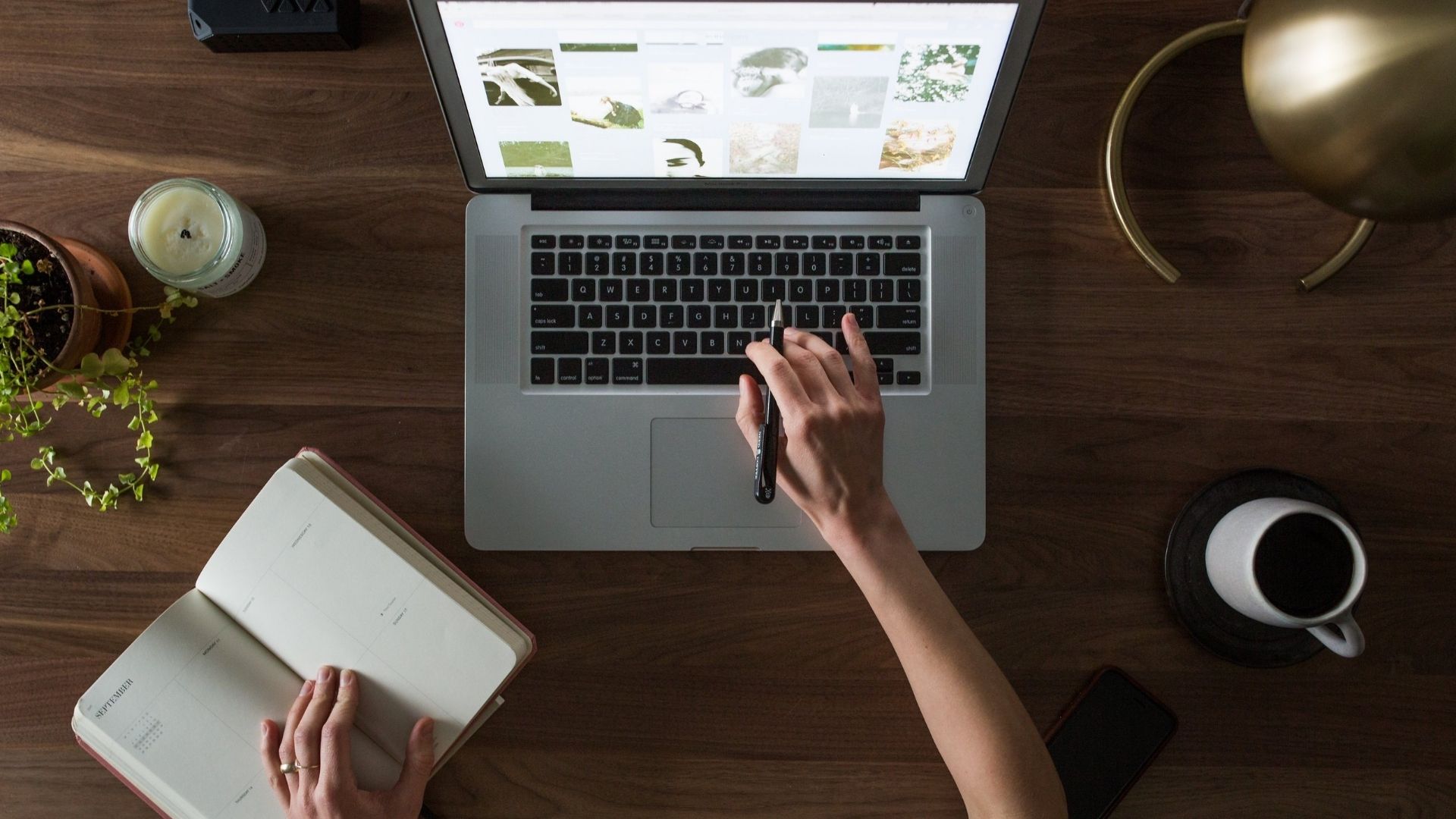 Woman reviewing on laptop