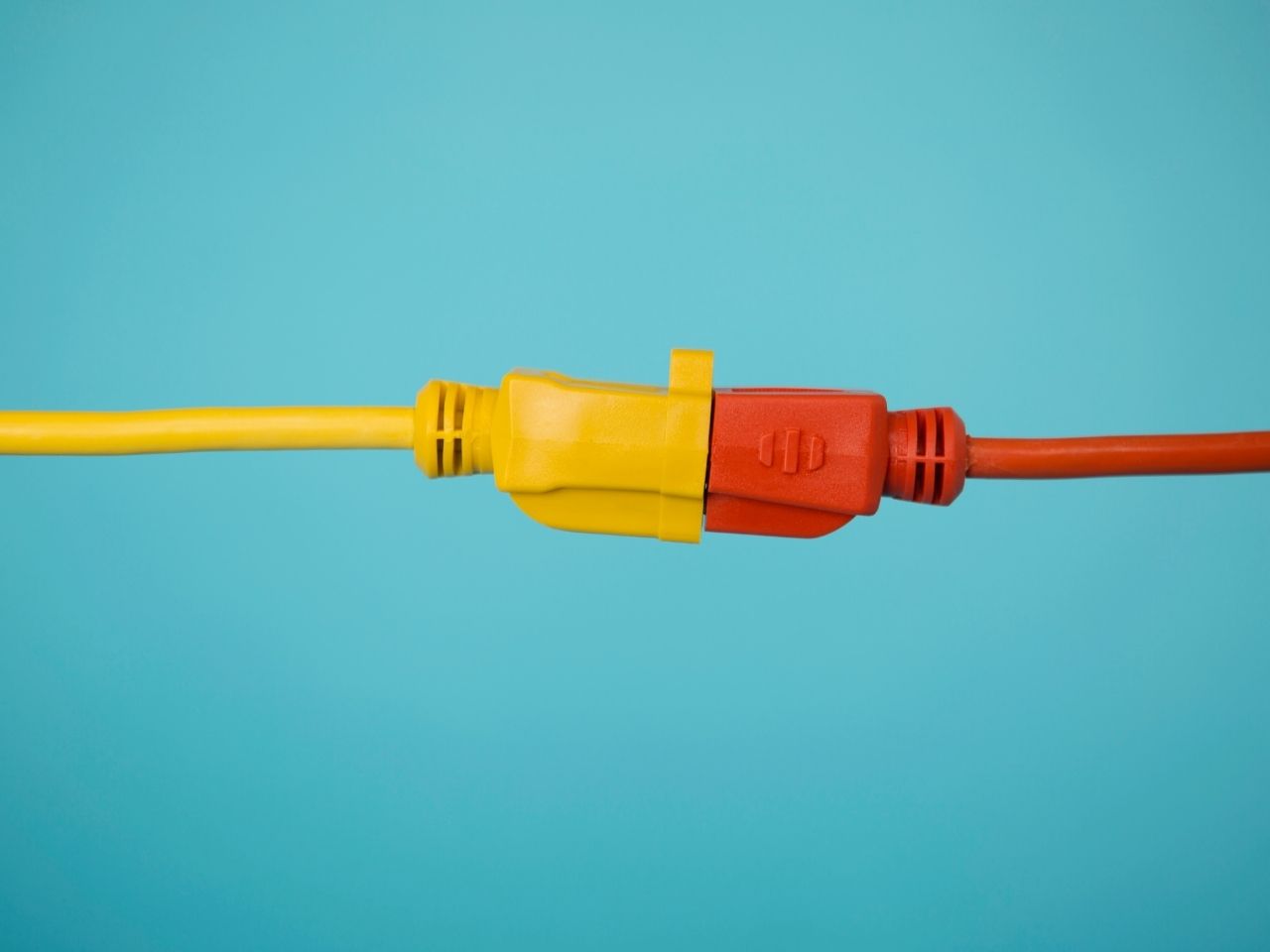 Yellow and red connected plugs