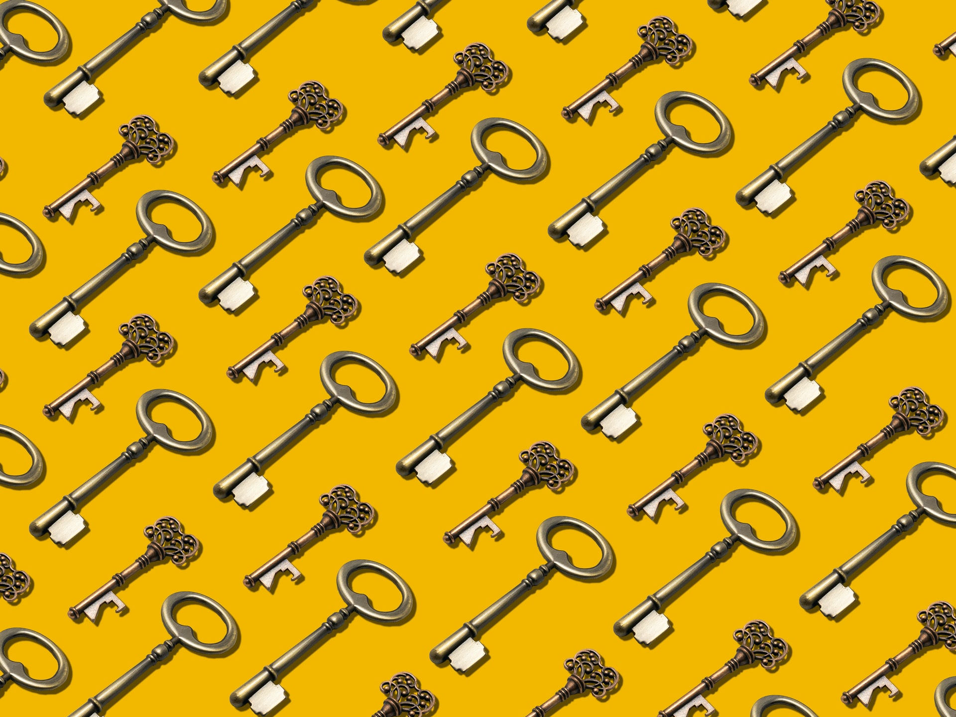 Keys on yellow background