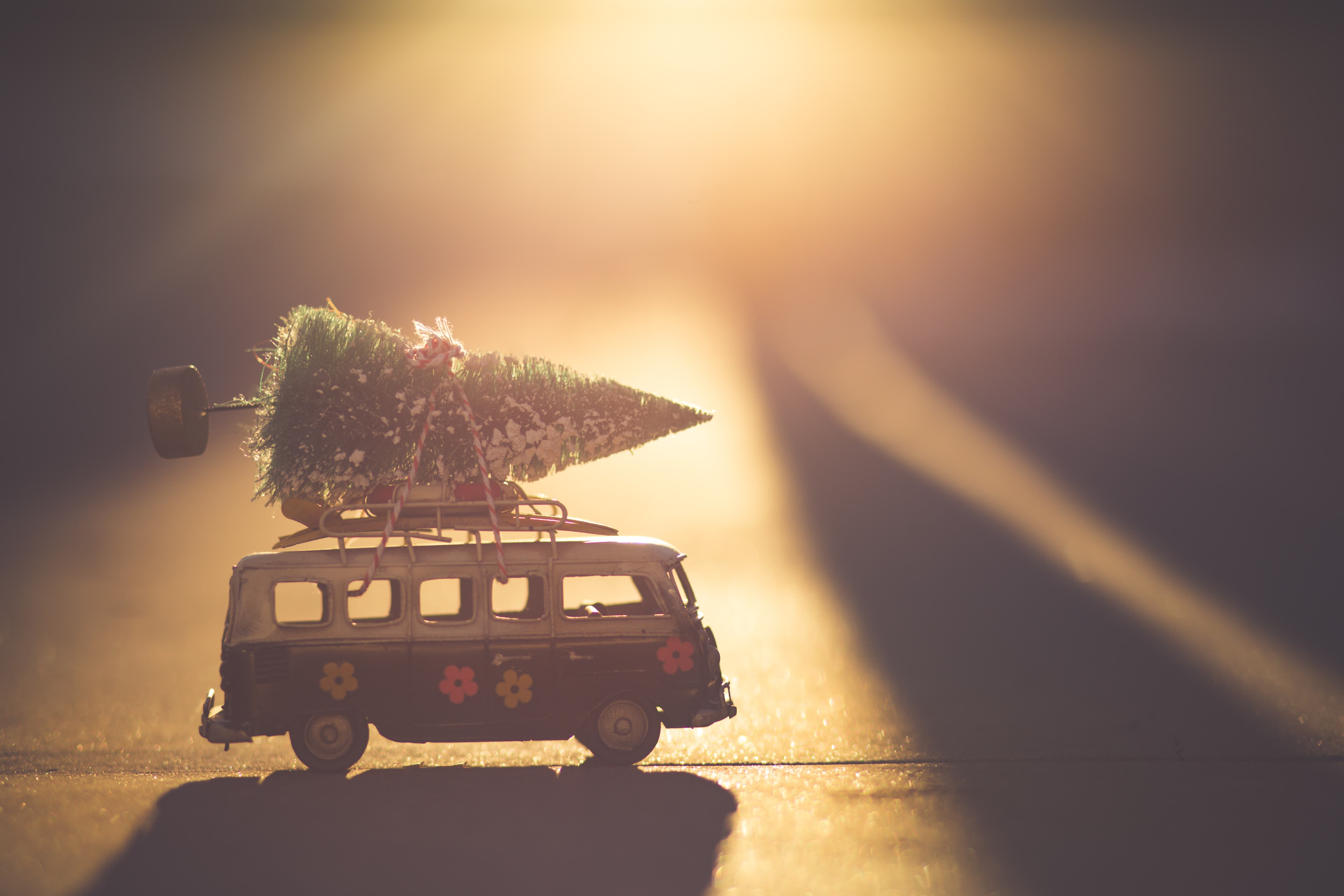 Toy van with Christmas tree