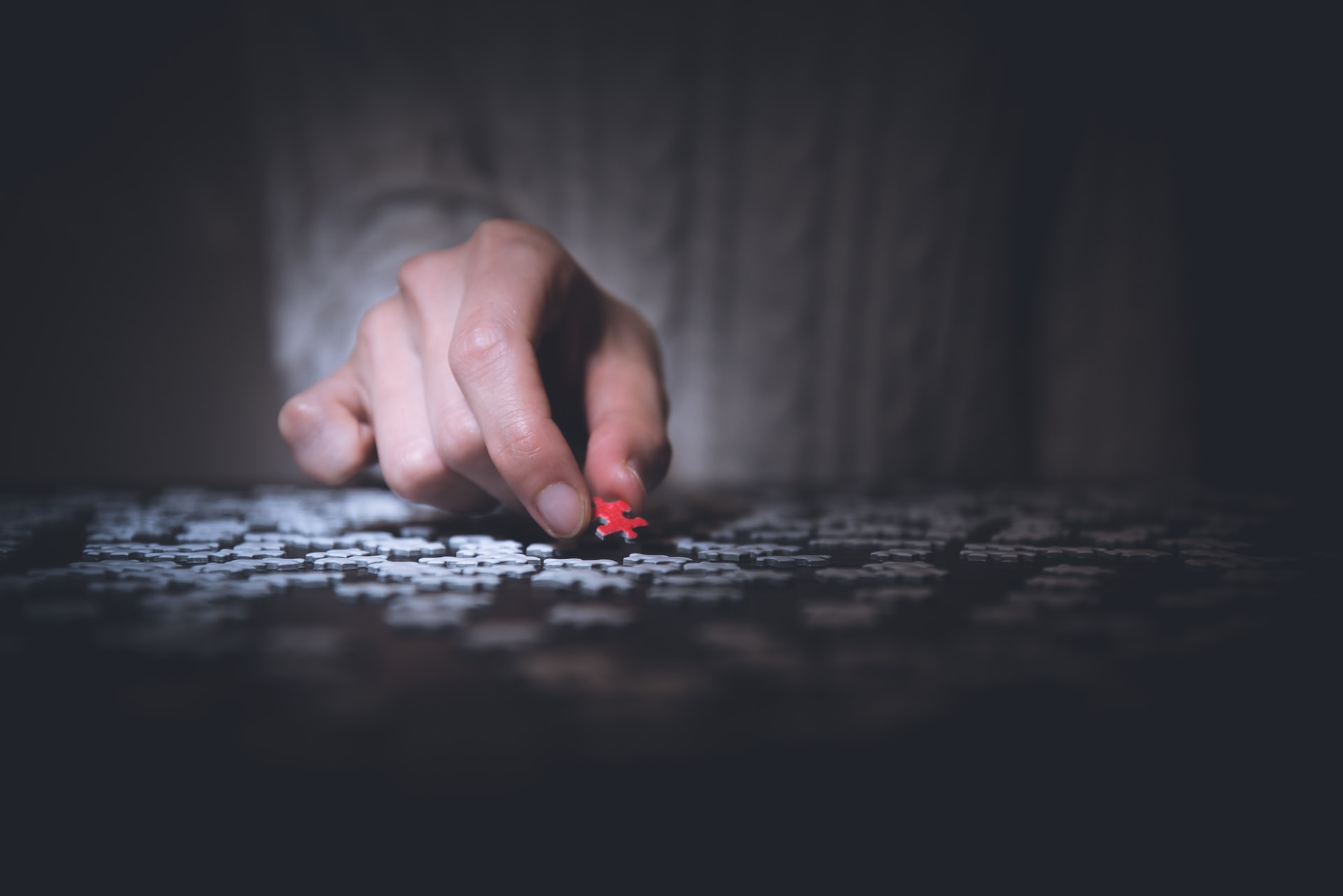 person holding red jigsaw