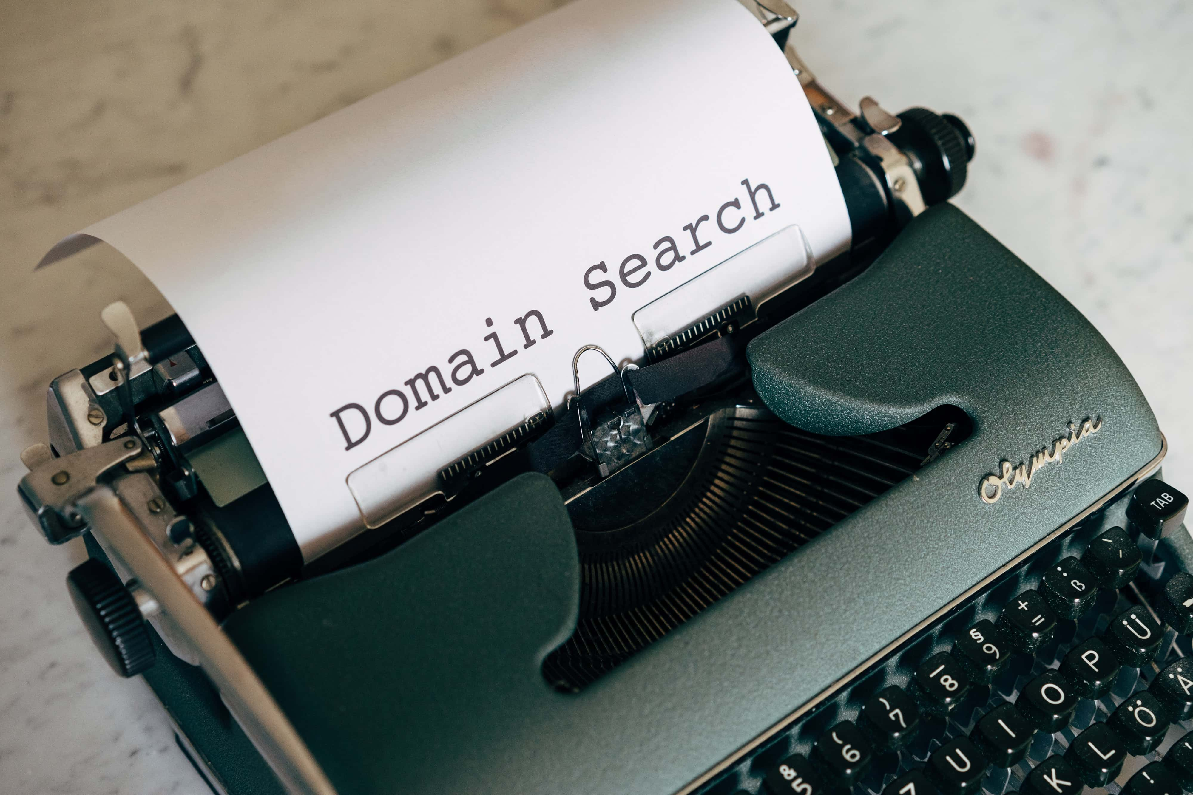 "Domain search" written on typewriter