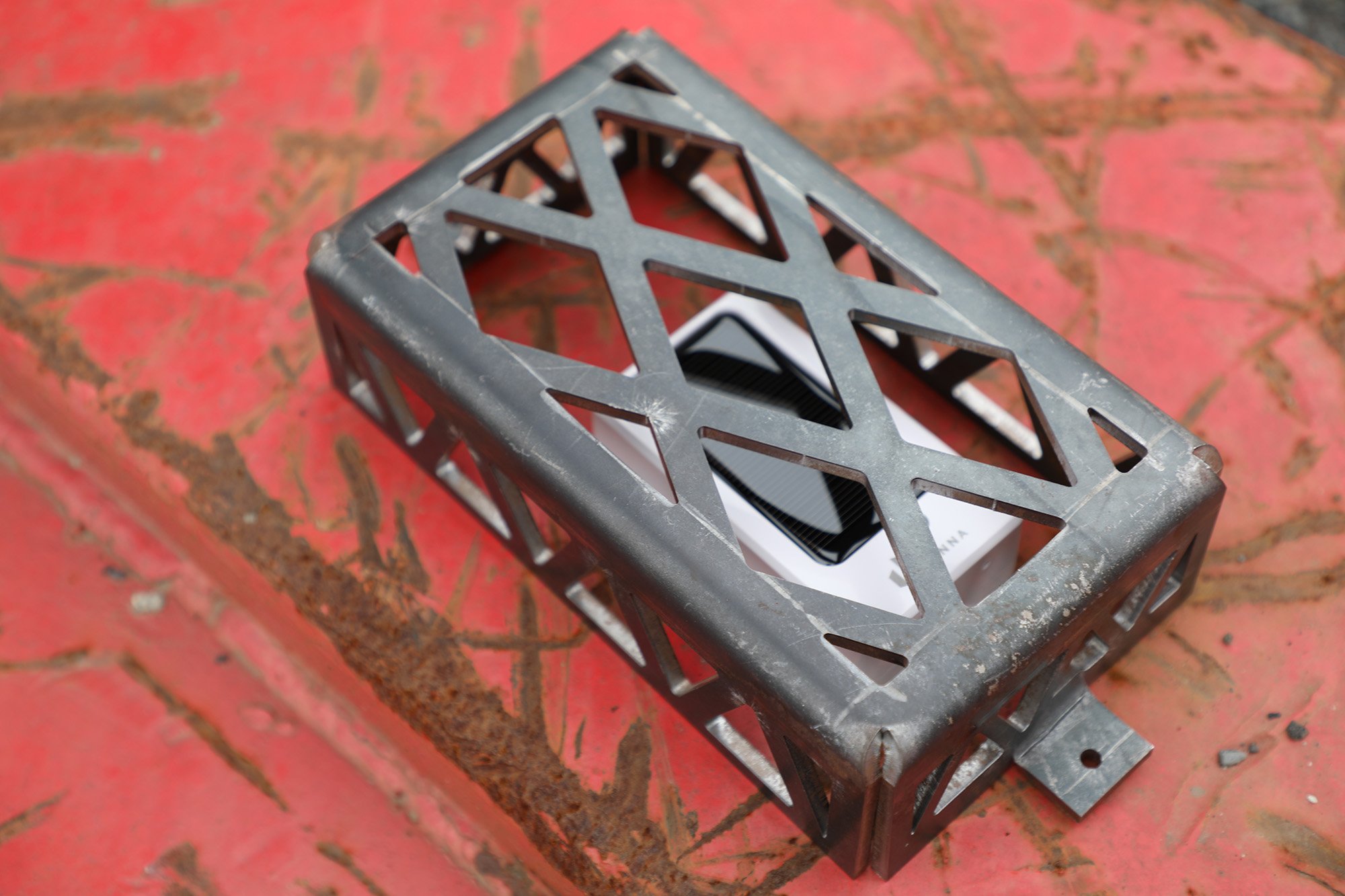 TennaCAGE used to protect the TennaMINI Solar from Theft