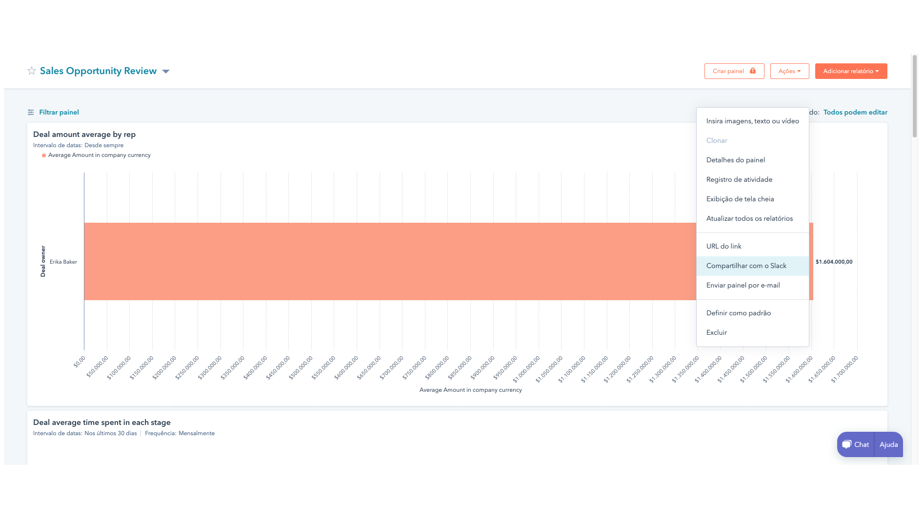 Use comandos de barra para pesquisar ou publicar informações do HubSpot