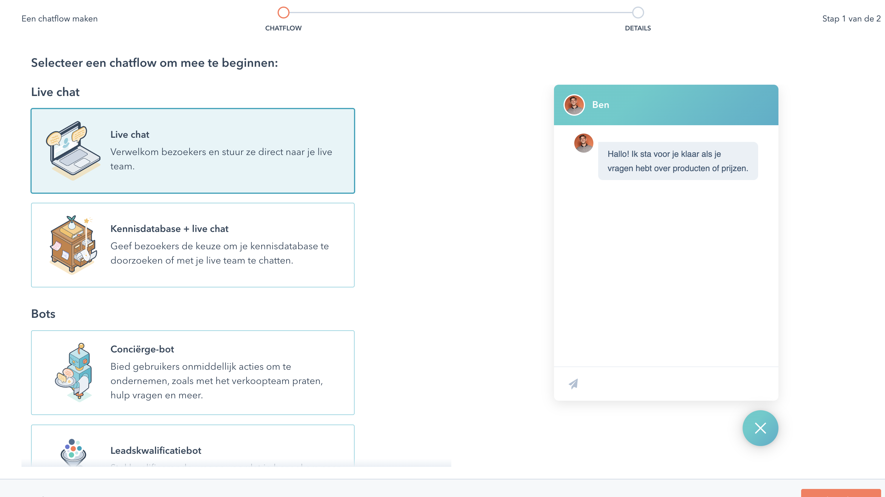 Chat in realtime met websitebezoekers.