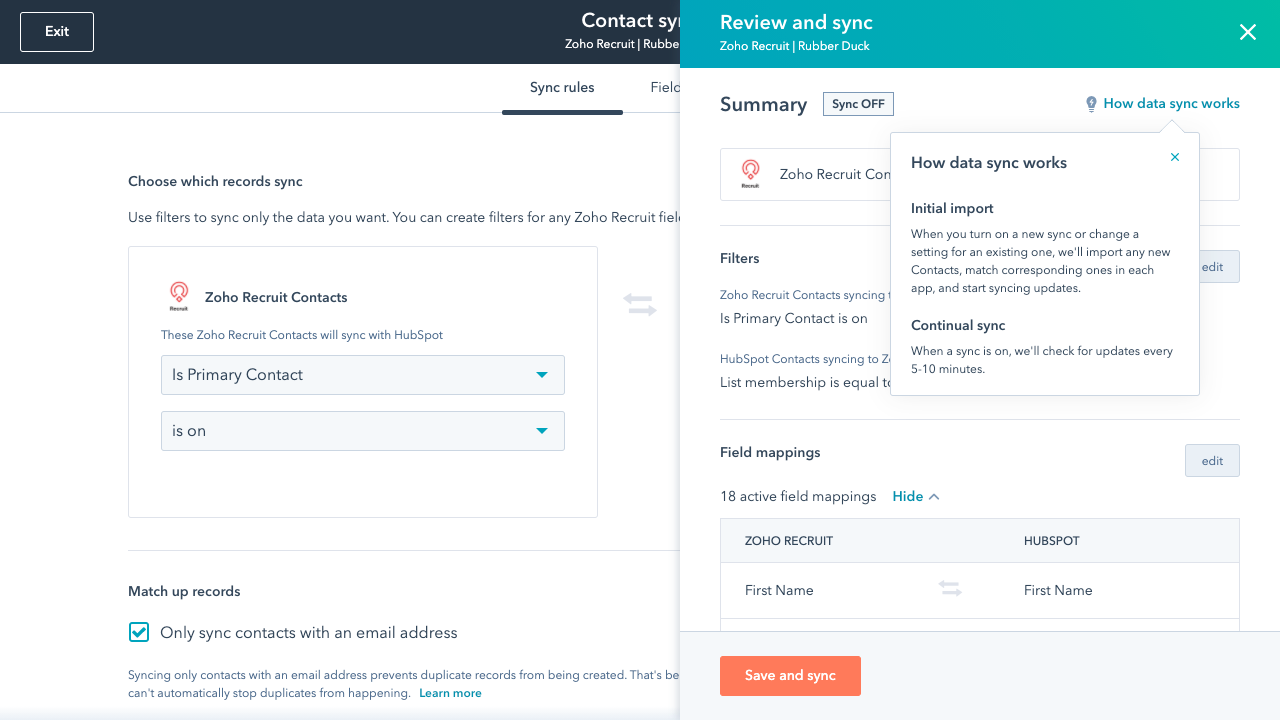 Sync only the data you want