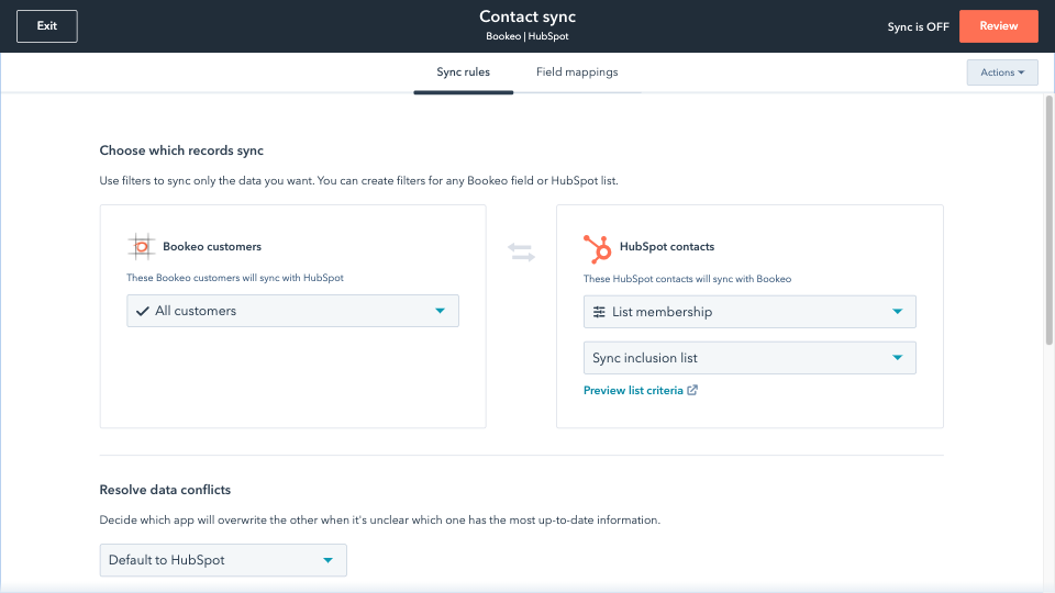 Sync Bookeo and HubSpot data