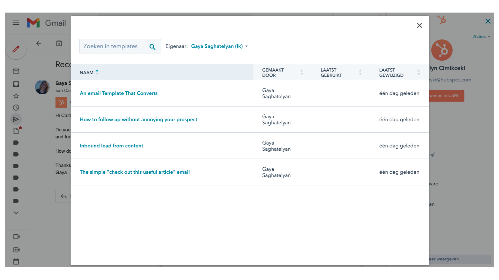 Gmail HubSpotintegratie Koppel ze vandaag nog