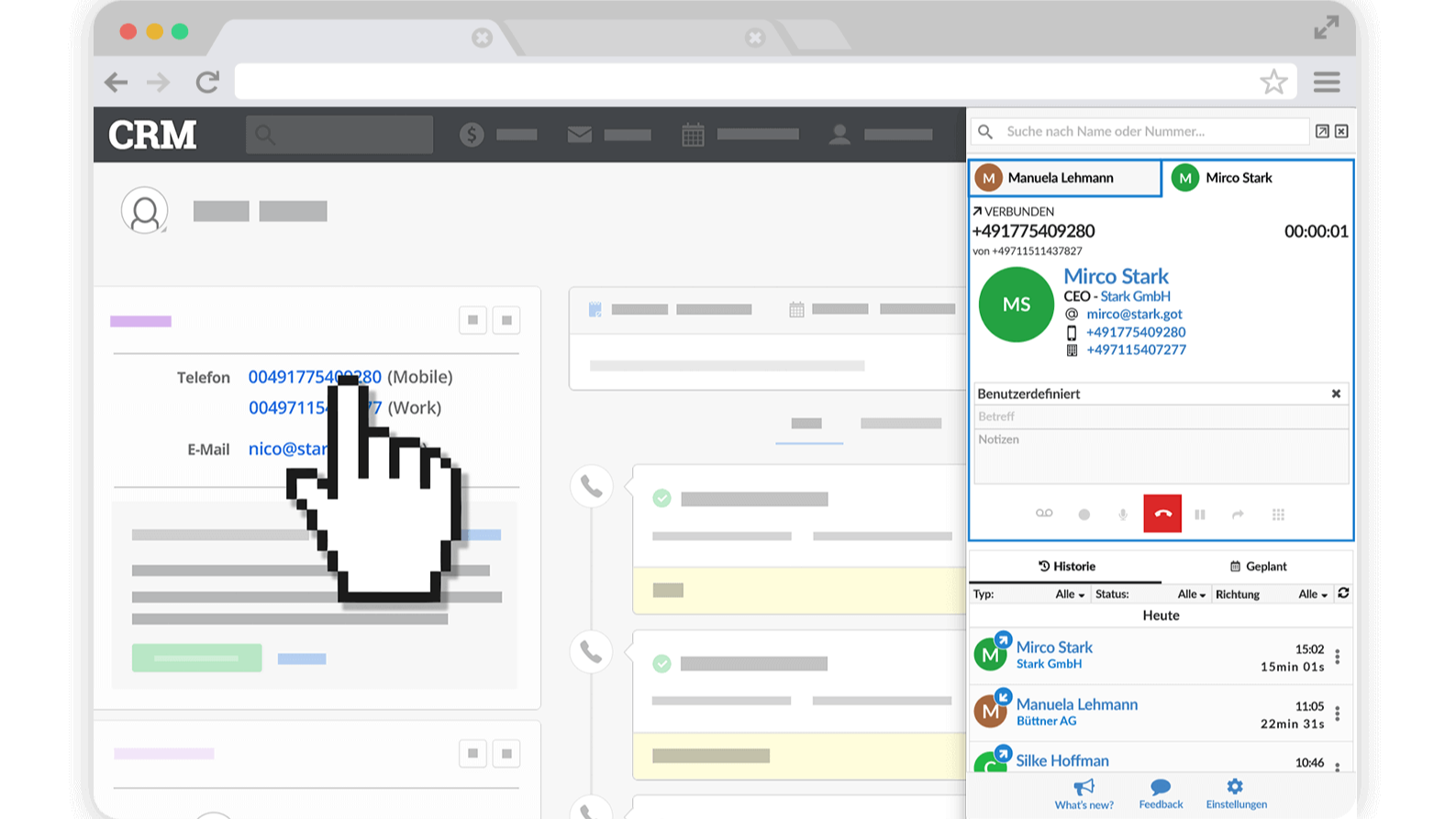 Wähle hinaus mit einem einzigen Klick