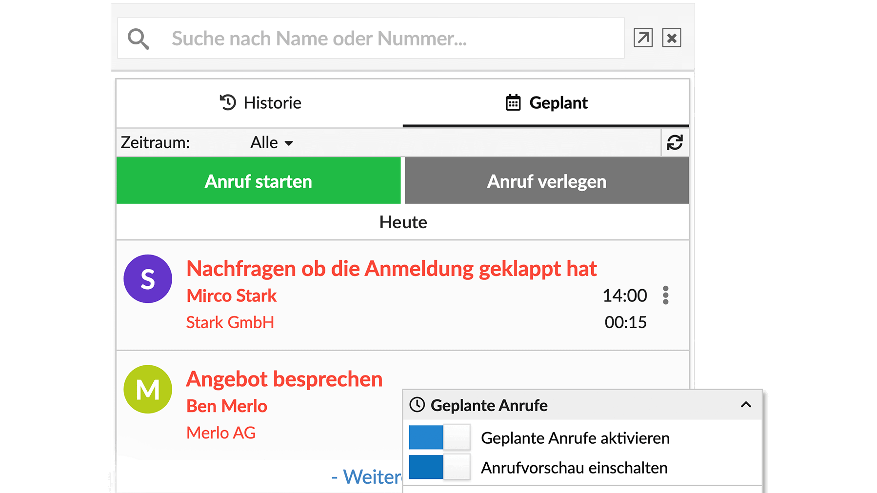 Tätige Anrufe auf effiziente Weise mit Vorschau-Wählen
