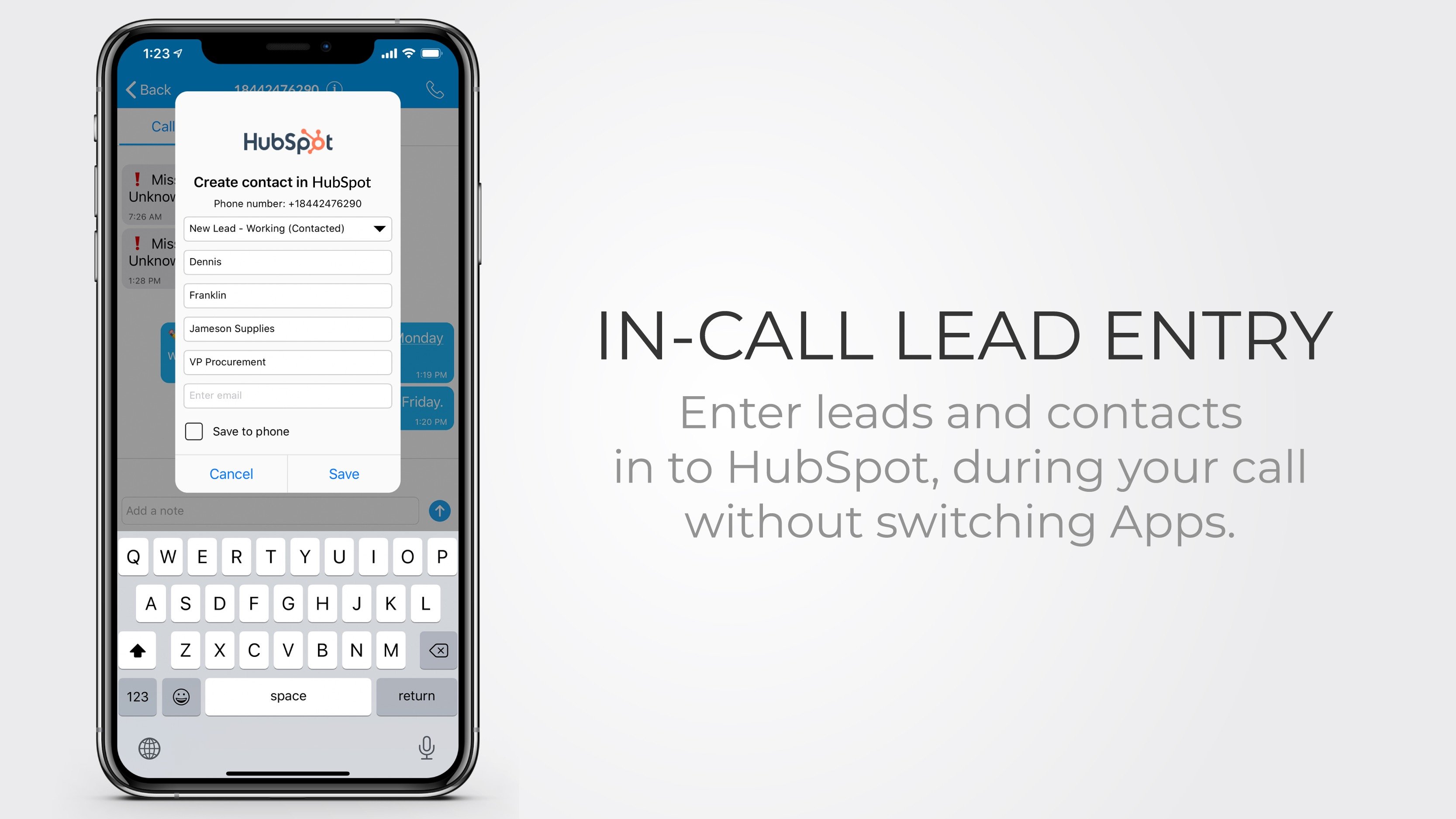 In-Call Lead Entry