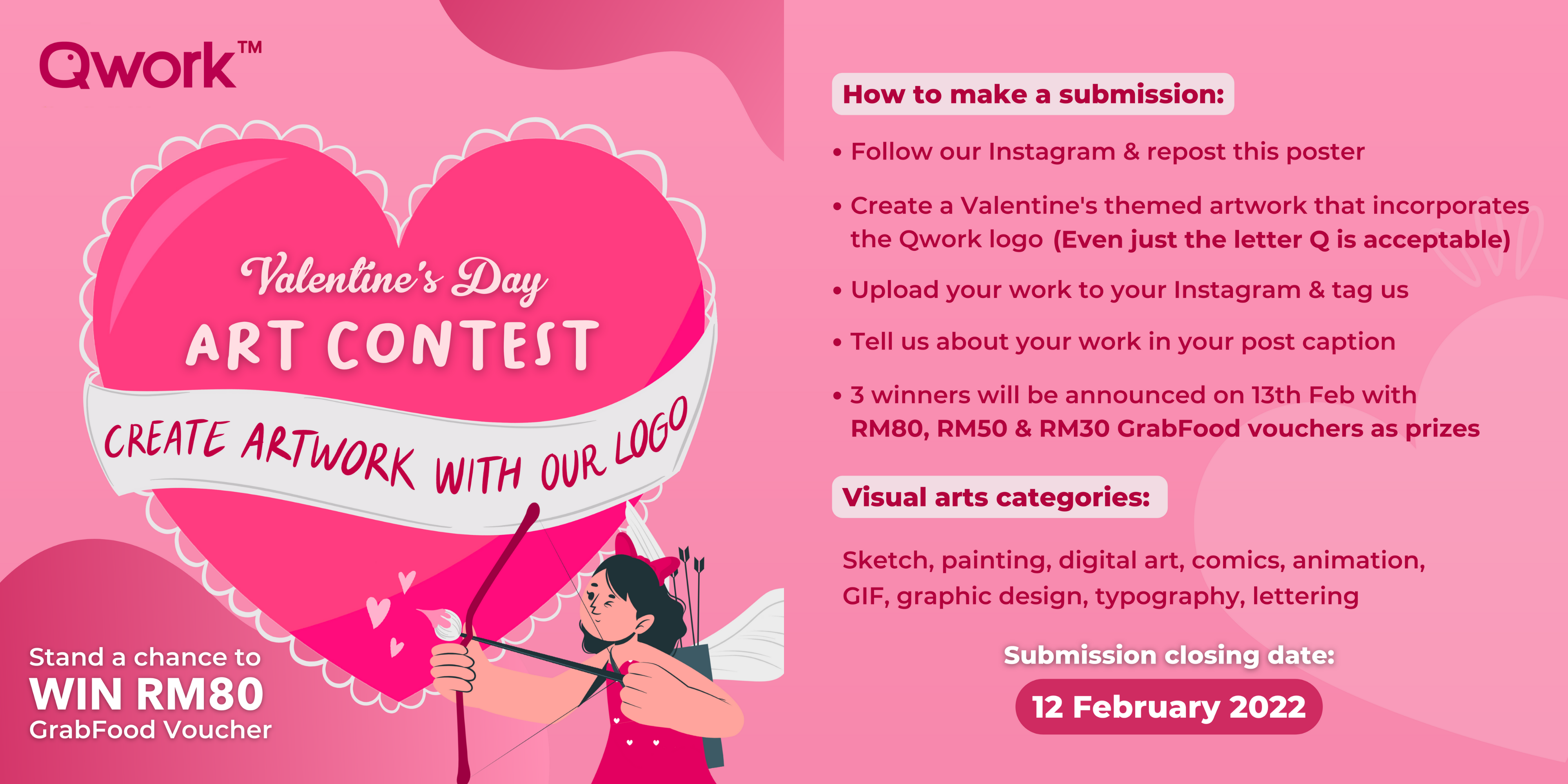Qwork Valentine's Day Art Contest on Instagram