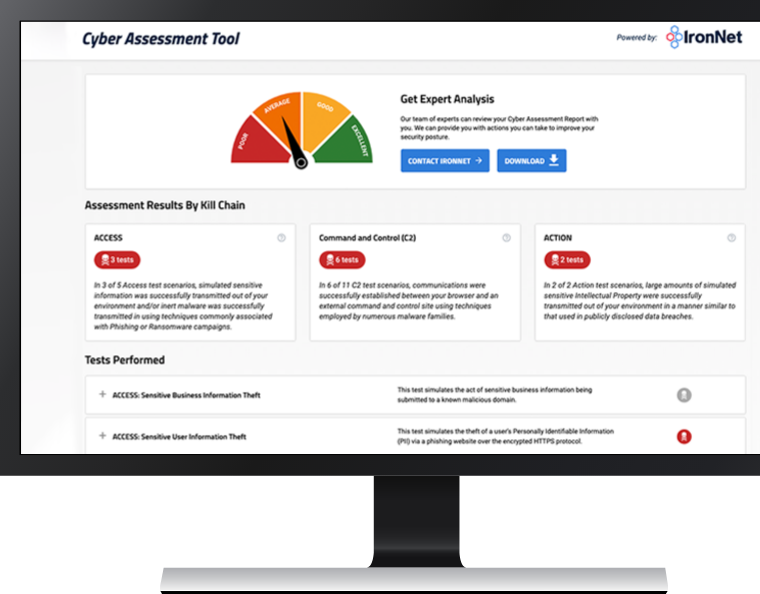 IronNet-Cyber Assessment Tool-Desktop Dashboard Screen-Desktop View