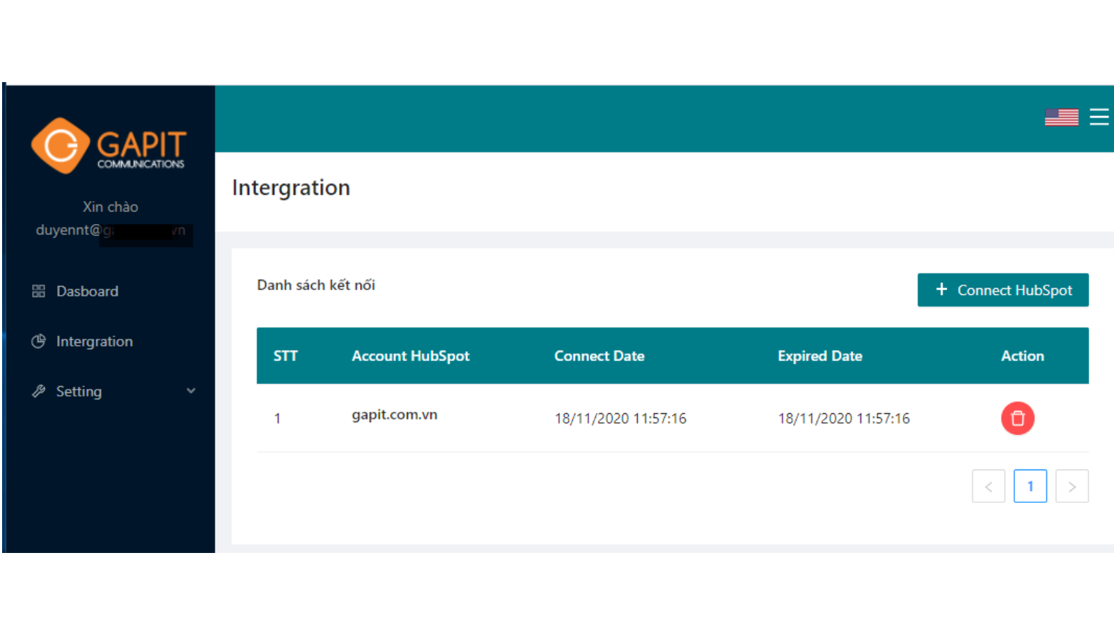 Kết nối HubSpot account
Integrate with HubSpot Account