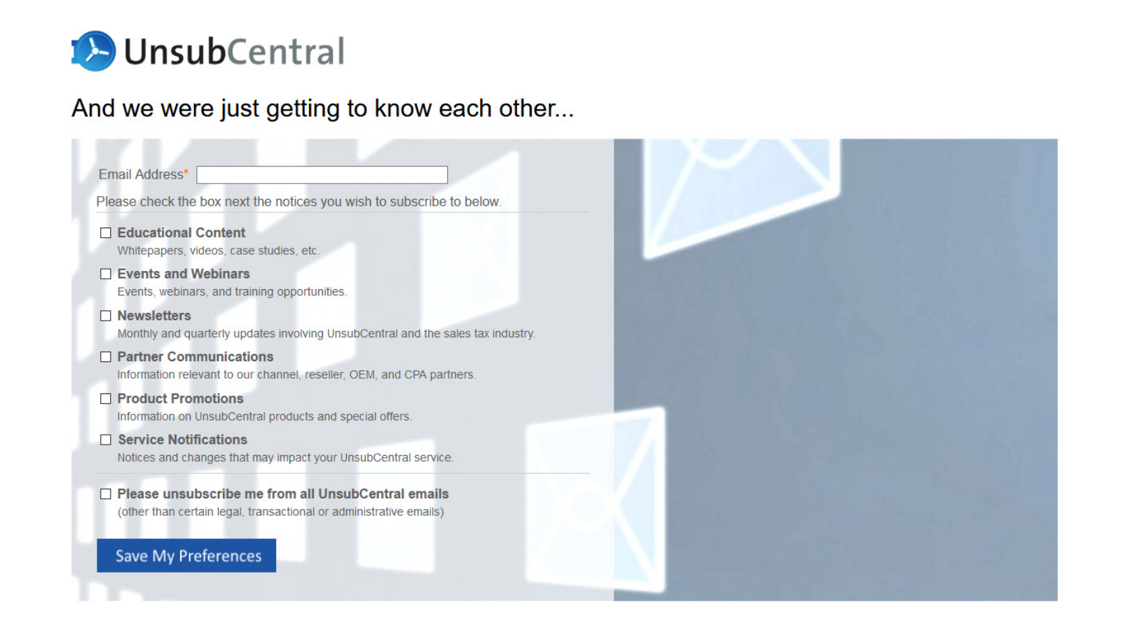 Preference Center Builder