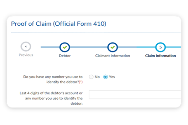 Form 410 Proof of Claim Debtor Info