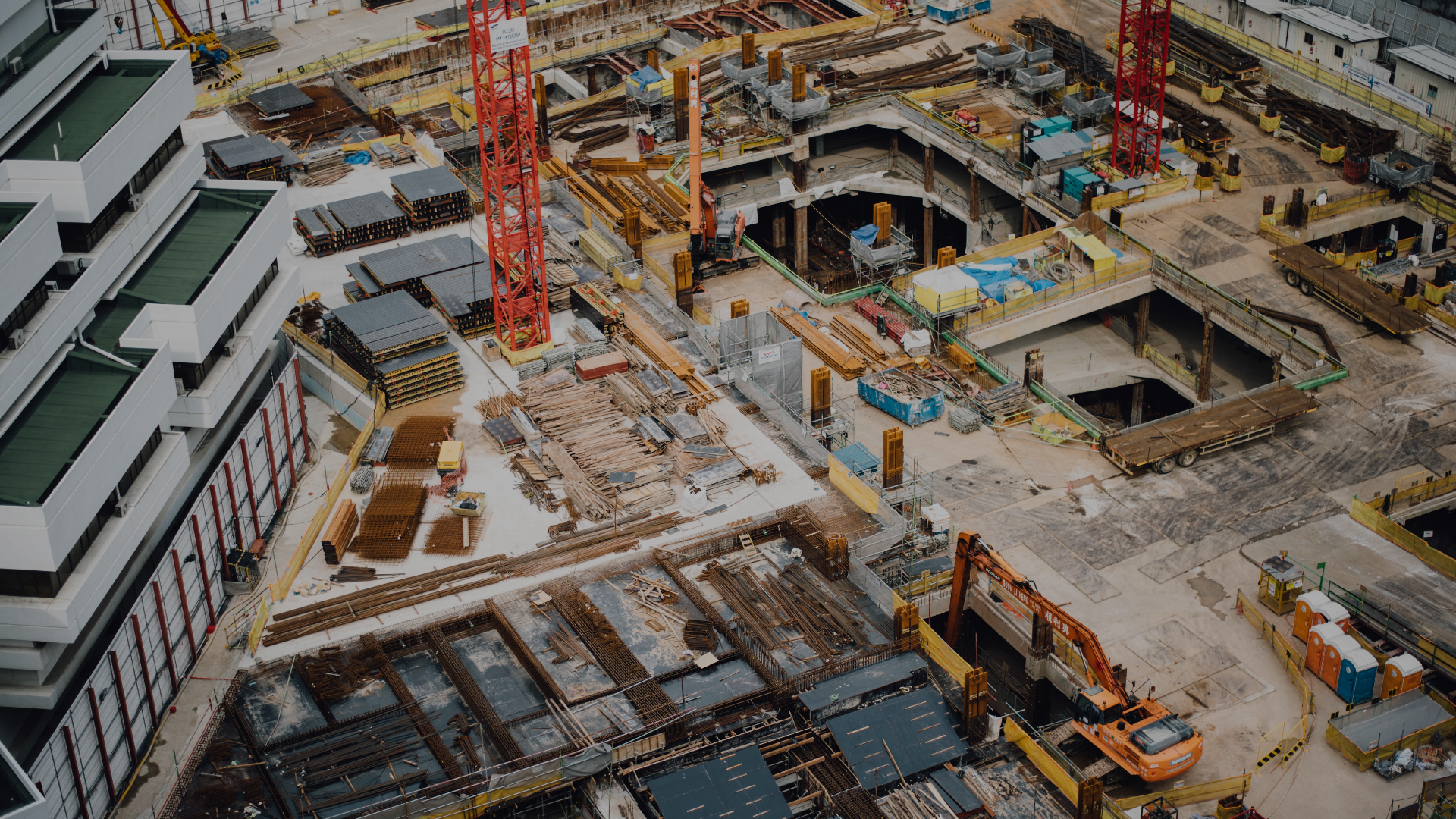 Open Construction Site Aerial View - dark tint - 1920x1080