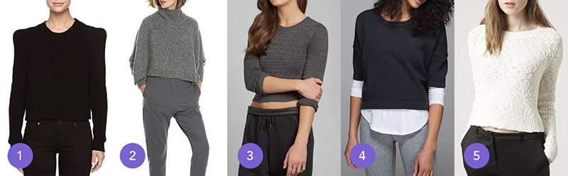 Cropped sweaters that worked, unlike J.Crew's poor Tilly. 