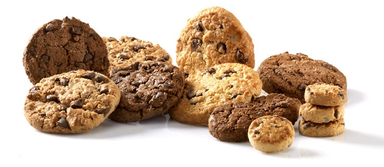 Cookie biscuits of various flavours