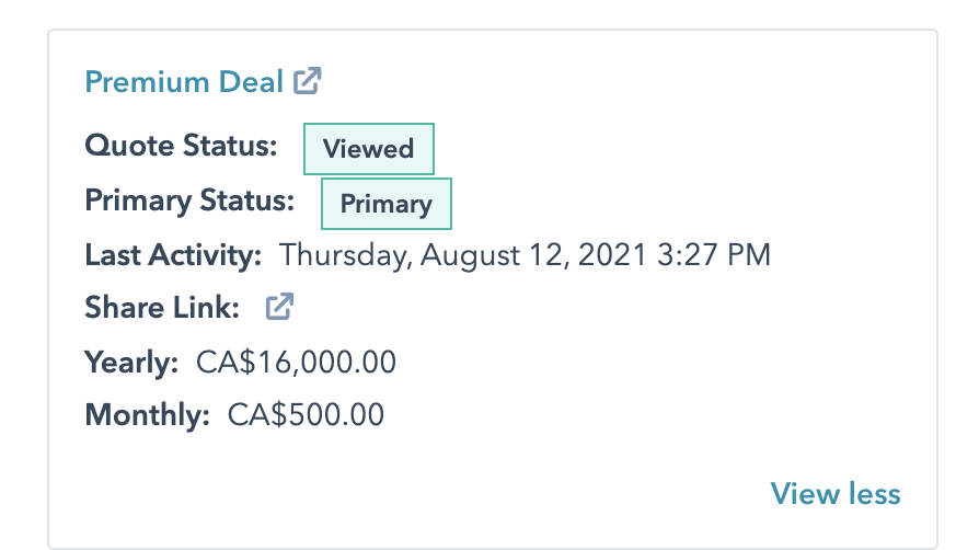 See Real-Time Quote Amount in HubSpot