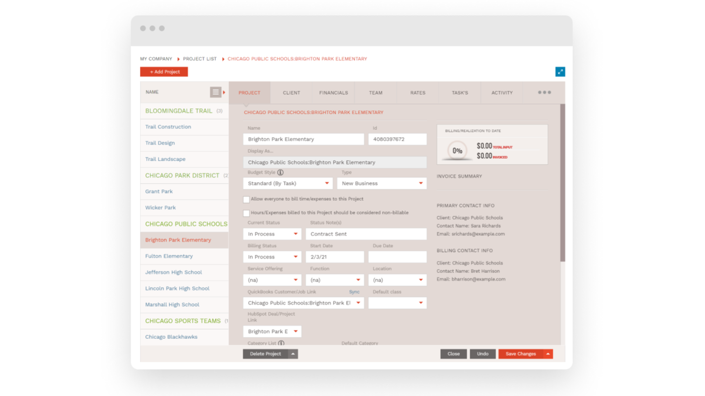 Project creation based on deal stage